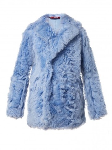 SIES MARJAN Pippa double-breasted blue shearling coat ~ shaggy fur - flipped