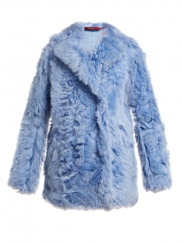 SIES MARJAN Pippa double-breasted blue shearling coat ~ shaggy fur