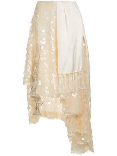 PREEN BY THORNTON BREGAZZI asymmetric embellished skirt in pearl/ivory - flipped