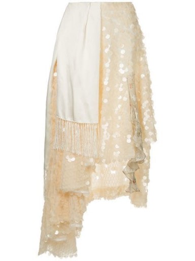 PREEN BY THORNTON BREGAZZI asymmetric embellished skirt in pearl/ivory