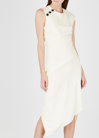 PROENZA SCHOULER Sleeveless Spiral ecru dress ~ asymmetric design - flipped