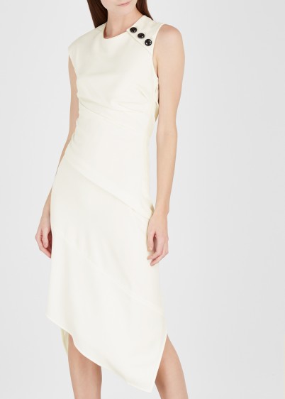 PROENZA SCHOULER Sleeveless Spiral ecru dress ~ asymmetric design