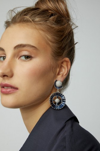 Lulu Frost Prophecy Blue and White Crystal Drop Earrings ~ glamorous statement jewellery