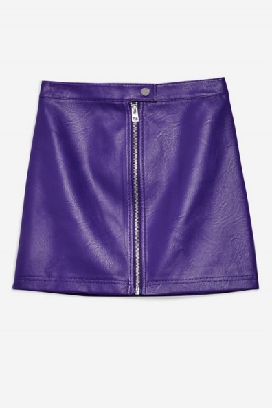 TOPSHOP Purple PU Mini Skirt