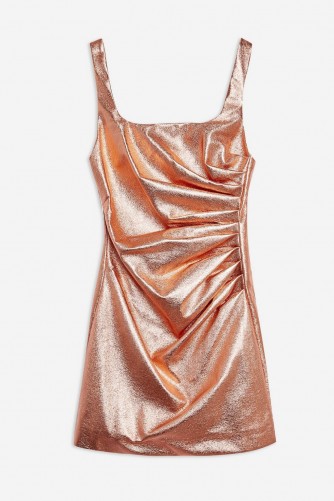 TOPSHOP Velvet Drape Button Mini Dress in Rose – pink metallic party dresses