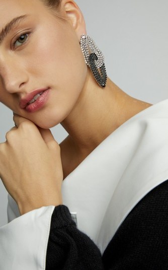 Lulu Frost Quixotic Crystal Loop Earrings in Black ~ evening glamour - flipped