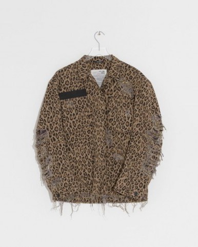 R13 leopard shredded abu jacket ~ distressed animal print jackets - flipped