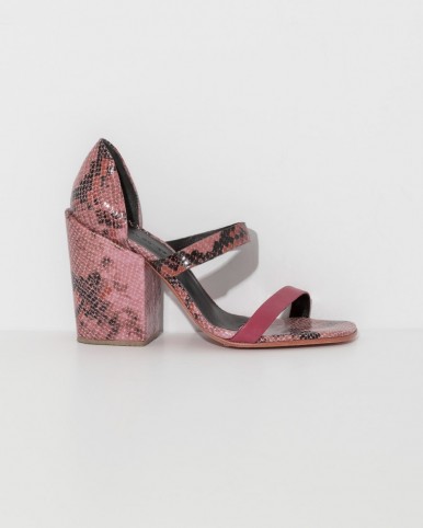 RACHEL COMEY pink snake lico sandal ~ chunky heeled reptile print leather shoes