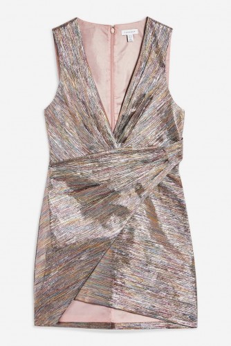 TOPSHOP Rainbow Metallic Wrap Dress – shiny multicoloured mini