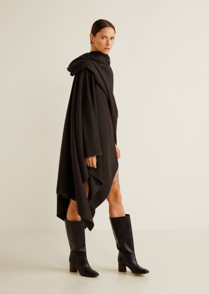 MANGO COMMITTED Recycled wool-blend cape in black – LANA