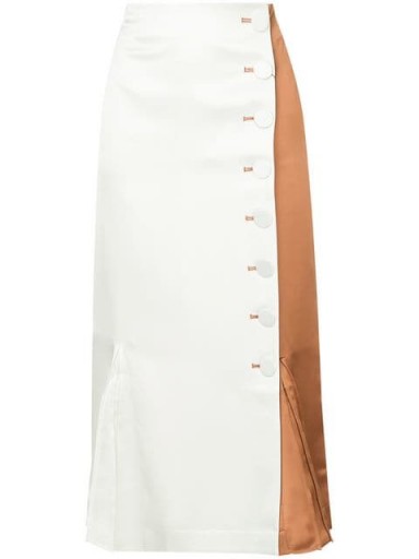 REJINA PYO button front two tone skirt