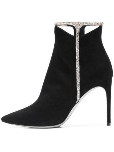 RENÉ CAOVILLA jewel embellished ankle boots in black suede - flipped