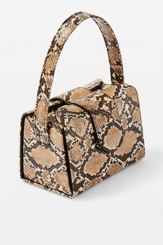 TOPSHOP Rio Snake Print Boxy Grab Bag in Natural – small reptile print handbag - flipped