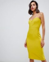 River Island bodycon midi dress in chartreuse-green | fitted party fashion
