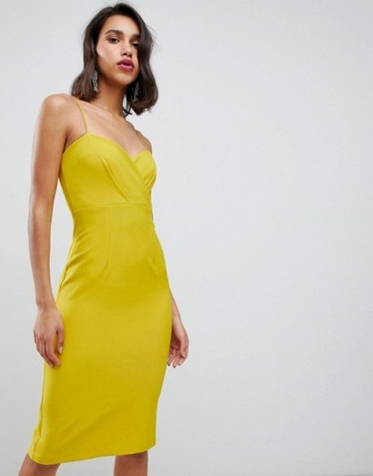 River Island bodycon midi dress in chartreuse-green | fitted party fashion - flipped