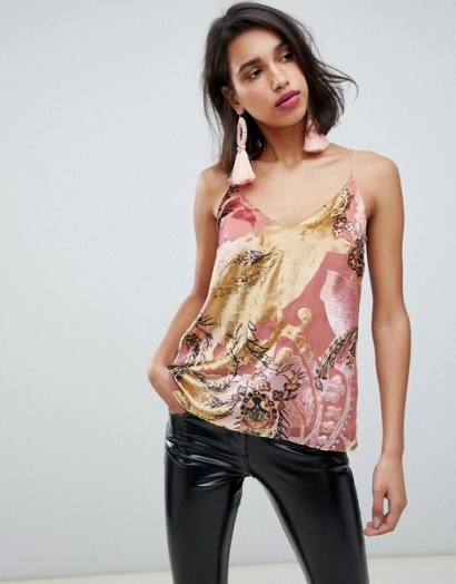 River Island cami top in pink print - flipped