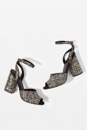 TOPSHOP ROCKY Glitter Block Heel Sandals – glittering party shies - flipped