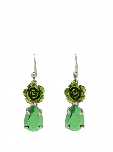 PRADA Green rose drop earrings - flipped