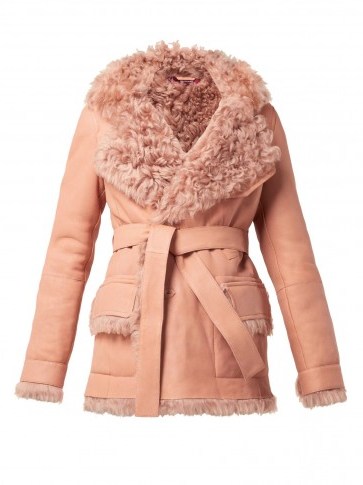 SIES MARJAN Rudy pink belted shearling coat ~ winter luxe - flipped