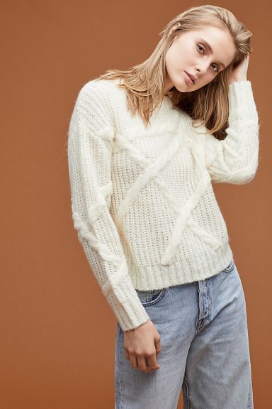 Selected Femme Cable-Knit Jumper in Ivory | chunky crew neck