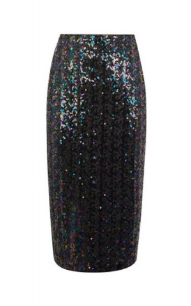 OASIS SEQUIN PENCIL SKIRT in MULTI BLACK | sparkling party fashion