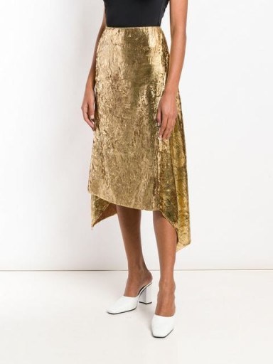 SIES MARJAN gold asymmetric skirt / shiny fashion - flipped