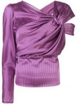 SILVIA TCHERASSI pinstripe asymmetric blouse in Lavender – purple striped silk ruched top