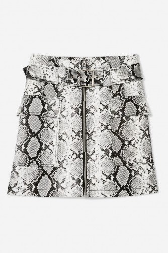 Topshop Snake Print Leather Look Belted Mini Skirt | retro fashion - flipped