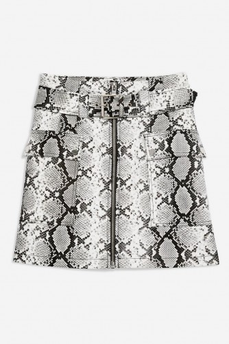 Topshop Snake Print Leather Look Belted Mini Skirt | retro fashion
