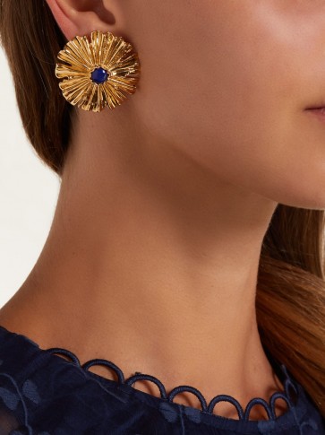 AURÉLIE BIDERMANN Sofia gold-plated and blue lapis lazuli flower earrings