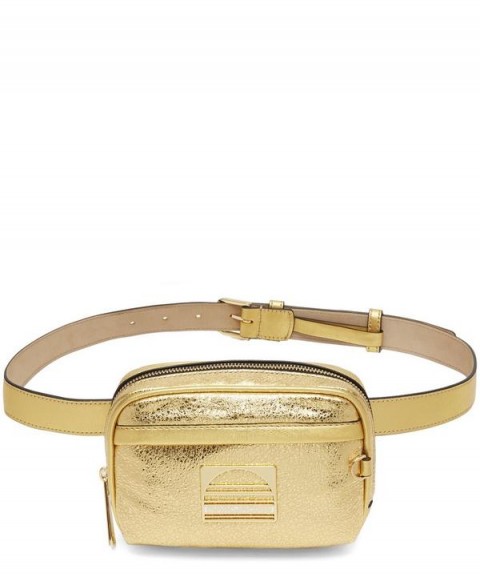 MARC JACOBS Gold Leather Sport Belt Bag – metallic bum bag – sporty accessory