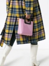 STAUD pink and black Shirley mini patent leather tote bag / cute little retro handbag