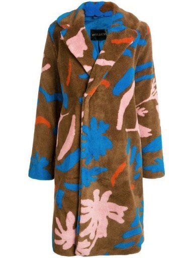 STINE GOYA brown floral faux-shearling coat - flipped