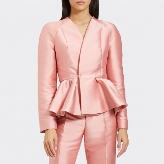 Stine Goya Women’s Tulip Rosetta Tailoring Jacket – Rosette – luxe pink peplum jacket - flipped