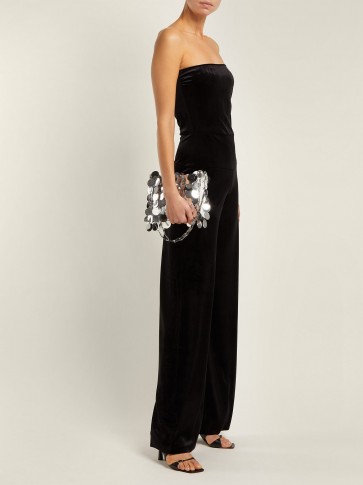 NORMA KAMALI Strapless black velvet jumpsuit ~ effortless party glamour