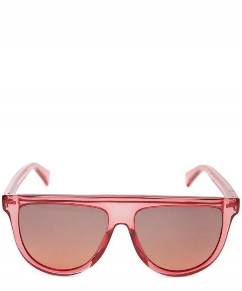 MARC JACOBS Striped Square-Top Sunglasses with Berry Pink Frames - flipped