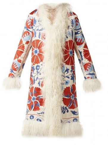 ZAZI VINTAGE Suzani embroidered shearling coat ~ retro clothing - flipped