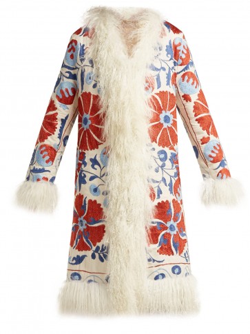 ZAZI VINTAGE Suzani embroidered shearling coat ~ retro clothing