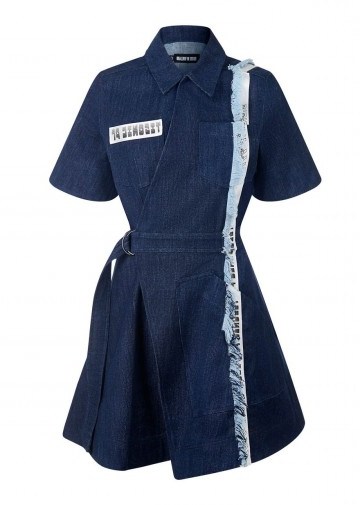 HOUSE OF HOLLAND TAPED DENIM DRESS | asymmetric wrap style - flipped