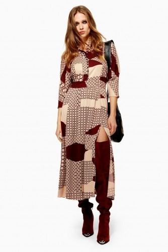 Topshop Tiled Maxi Dress in Brown | retro fashion | 70s look dresses - flipped