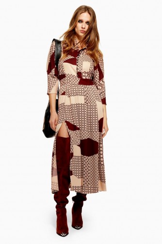 Topshop Tiled Maxi Dress in Brown | retro fashion | 70s look dresses