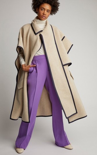 Victoria Victoria Beckham Two-Tone Wool-Blend Hooded Cape in Neutral ~ style statement coat - flipped