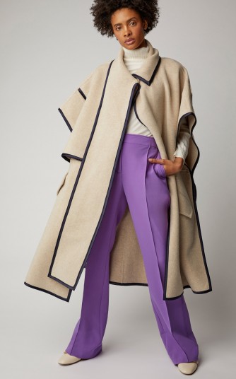 Victoria Victoria Beckham Two-Tone Wool-Blend Hooded Cape in Neutral ~ style statement coat