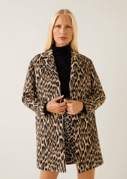 MANGO Unstructured leopard coat in brown – SAFARI | animal print coats - flipped
