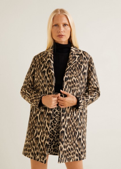 Mango Unstructured Leopard Coat In, Mango Animal Print Coat