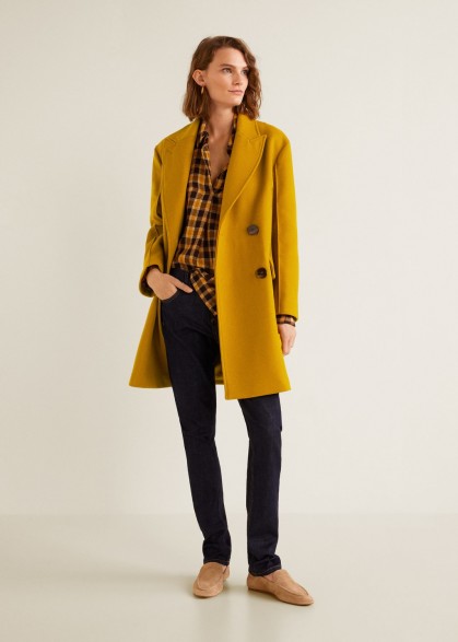 MANGO Unstructured virgin wool coat in mustard | yellow oversized autumn coats