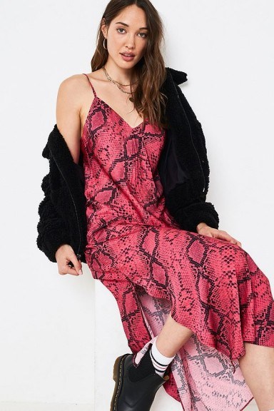 UO Pink Snake Print Slip Dress - flipped