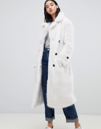 Urban Code Fendora faux fur trench coat in White – luxe winter coats