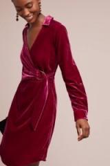 Maeve Velvet Shirtdress in Raspberry | luxe pink party frock