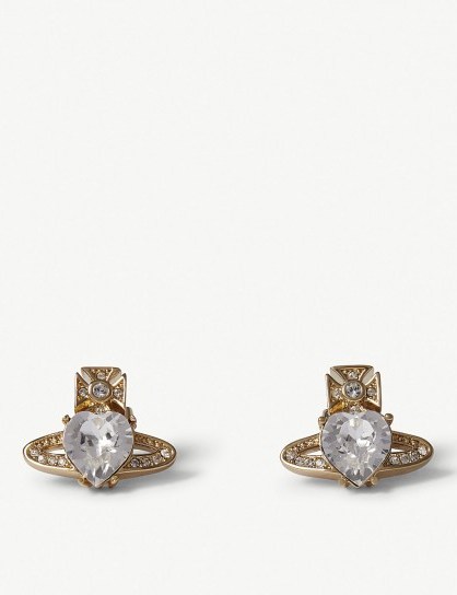 VIVIENNE WESTWOOD JEWELLERY Ariella crystal heart orb earrings – vintage style jewellery - flipped